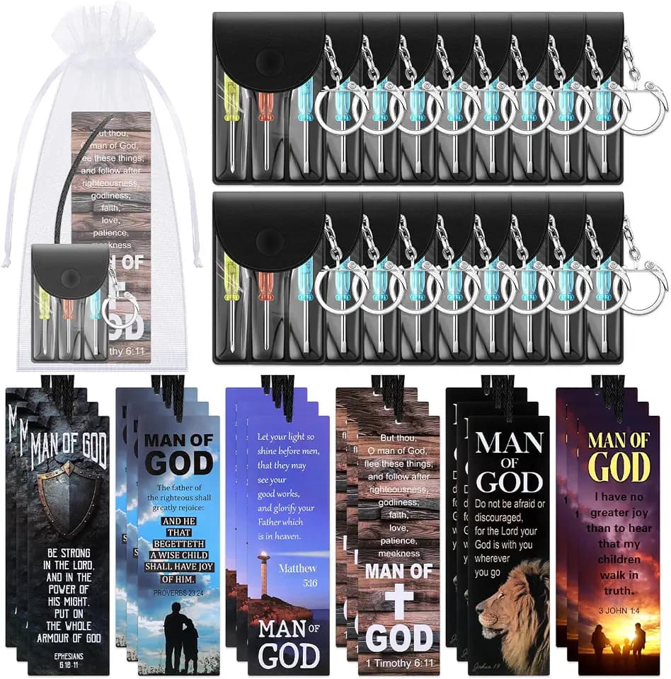 36 Pcs Man of God Screwdriver Keychain Christian Bookmark Set