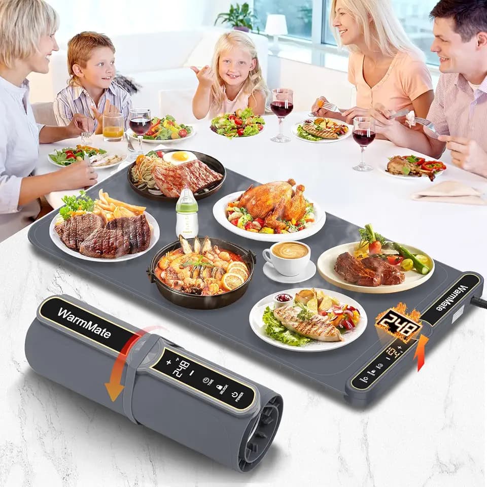 Warming Mat for Food, Upgrade Rapid Heating System, Roll-Up Design