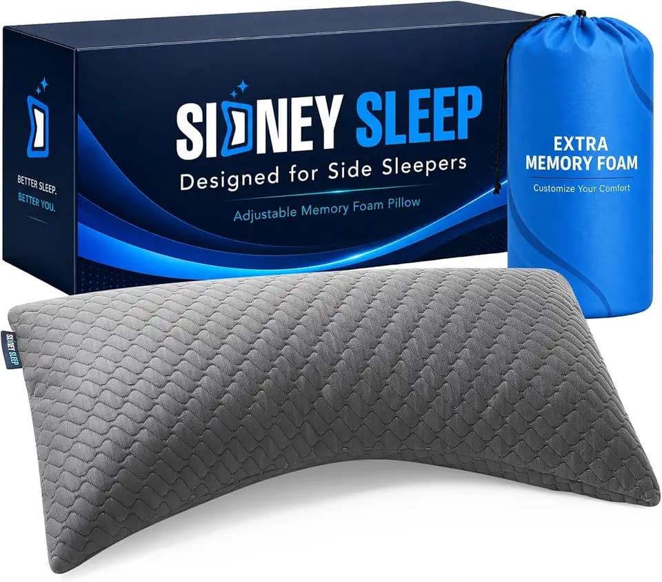 Sidney Sleep Adjustable Curved Pillows for Neck and Shoulder Support with Extra Shredded Fill - Cervical Contour Pillow for Side and Back Sleeper - King Size - 19" x 36" CertiPUR-US Certified (Grey)
