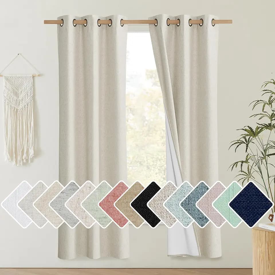 NICETOWN Natural Blackout Curtains for Bedroom 42" Wide x 72" Long 2 Panels