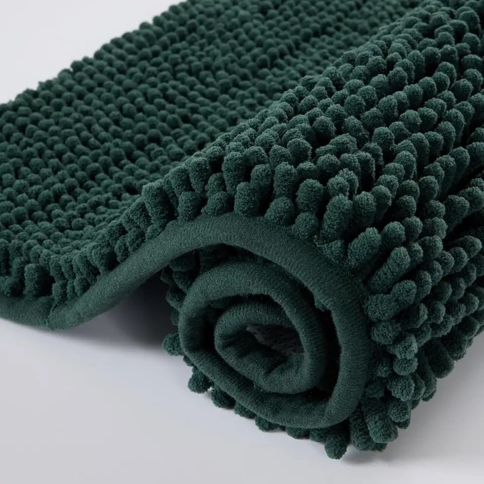 Chenille Bathroom Rug 32"x20" Extra Soft Absorbent Quick Dry Rugs, Green