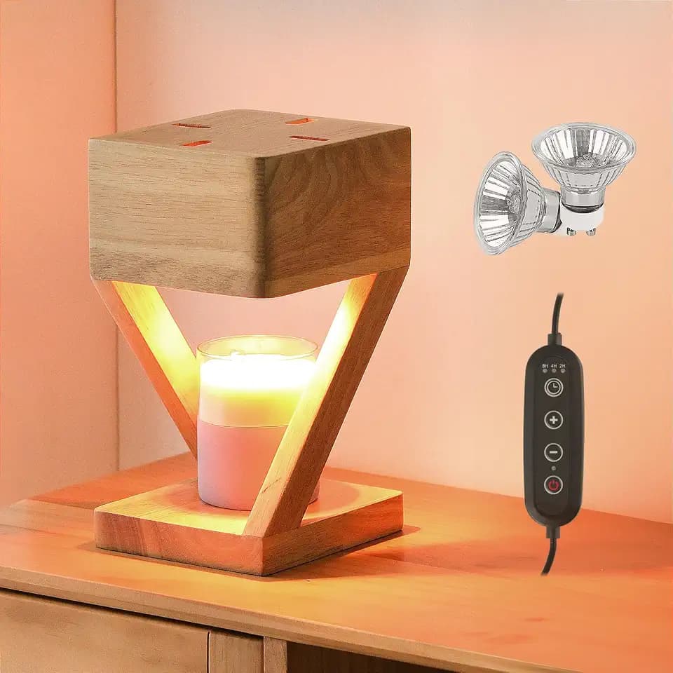 IN HAPPY Candle Warmer Lamp with Timer,Bedroom Home Decor Dimmable Wax Melt Warmer for Scented Wax with 2Pcs 50w Bulbs,Perfect for Jar Candles,Birthday Gifts for Women Mom
