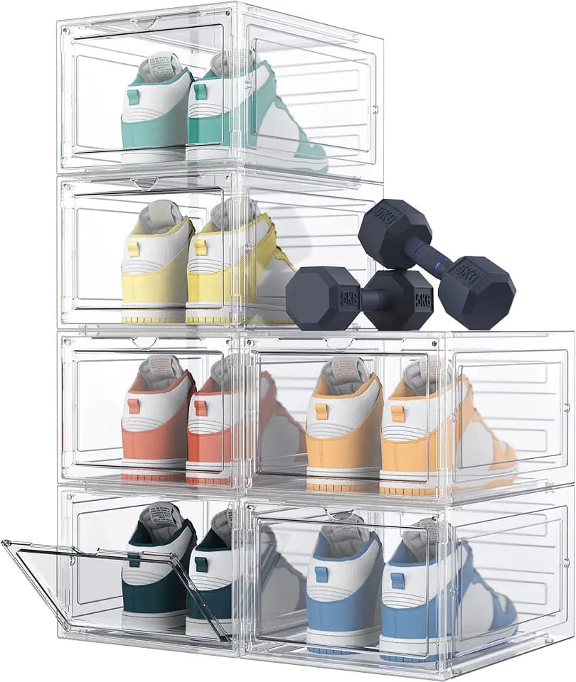 HOMIDEC Shoe Storage, 6 Pack Shoe Organizer Clear Hard Plastic Shoe Box