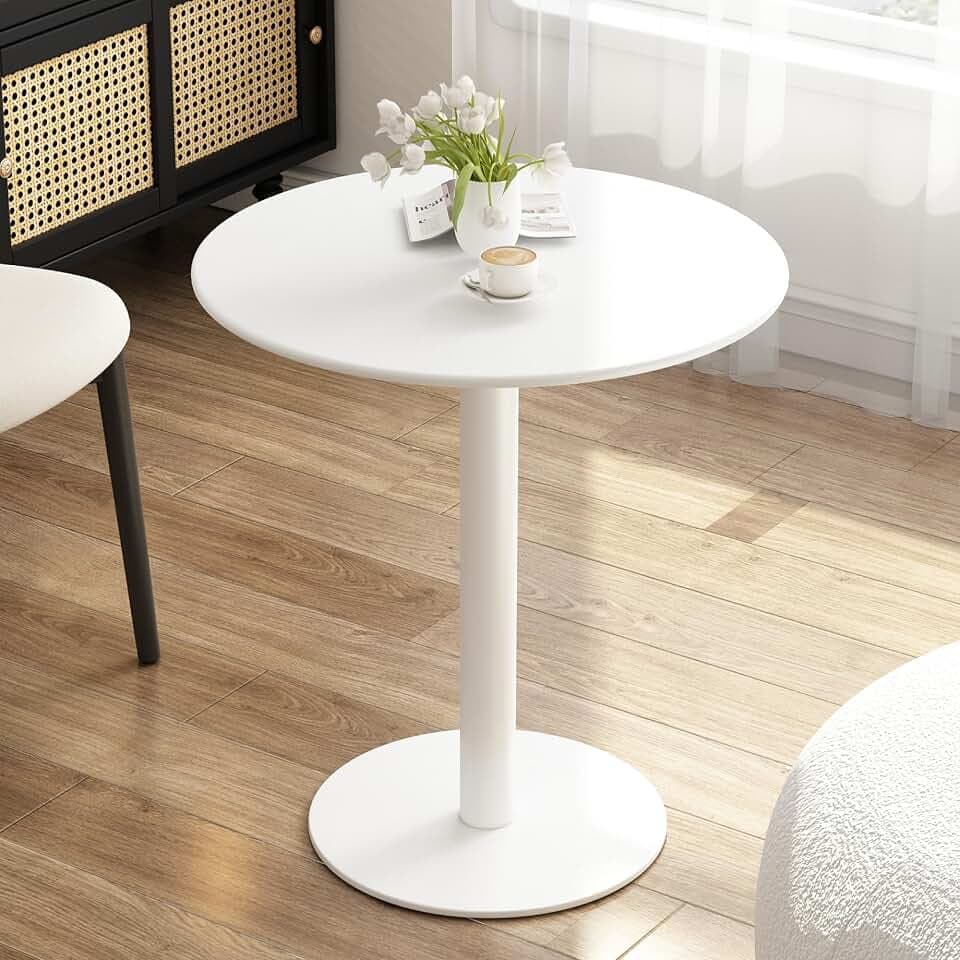 Round Dining Table 24" Circle Tulip Table for 2 People,White