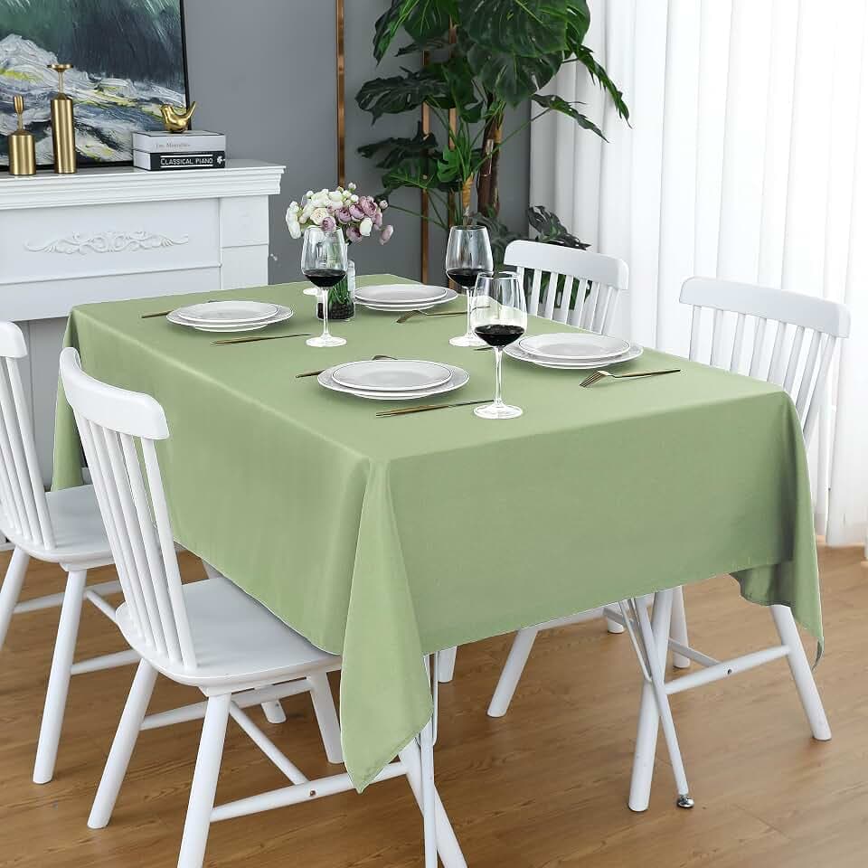 FOLINS&HOME Sage Green Rectangle Waterproof Tablecloth, 52 x 70 Inch