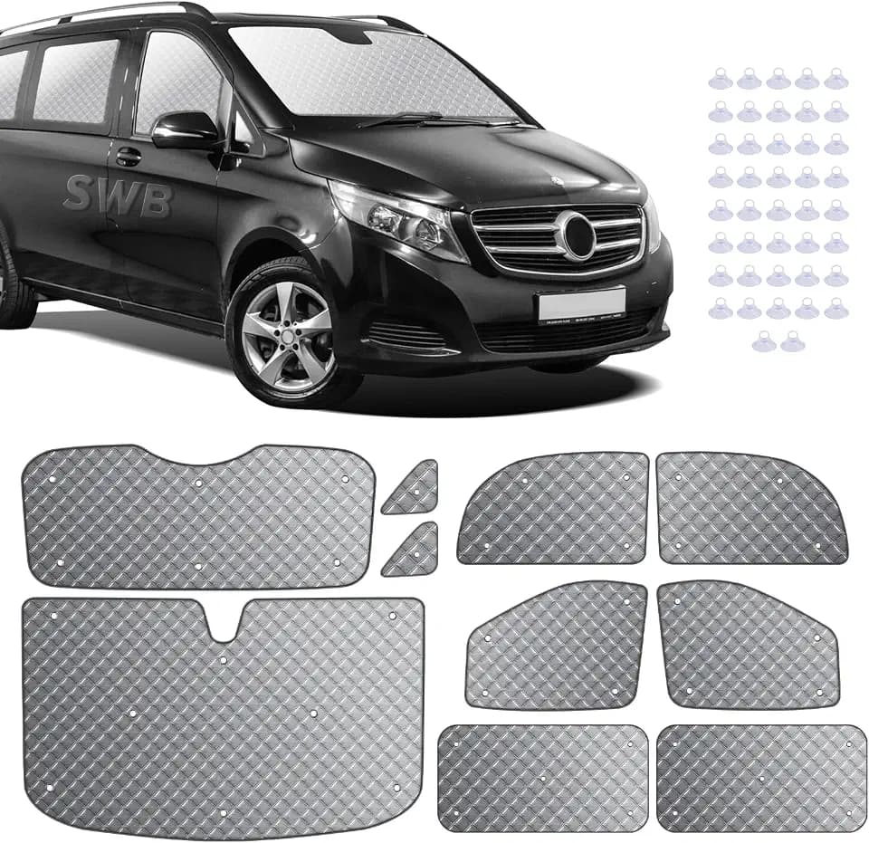 MaxAwe 10-teiliges internes Thermorollo-Set für III W447 SWB 2014-2024, Sonnenschutz-Wrap-Kit, Windschutzscheiben-Frontabdeckung, sommerlicher UV-Sonnenschutz und winterliche Isolierabdeckung für