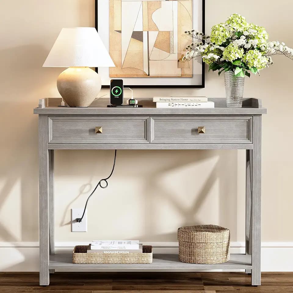 40" Console Table with Drawer, Entryway Table with Shelf, Accent Sofa Table