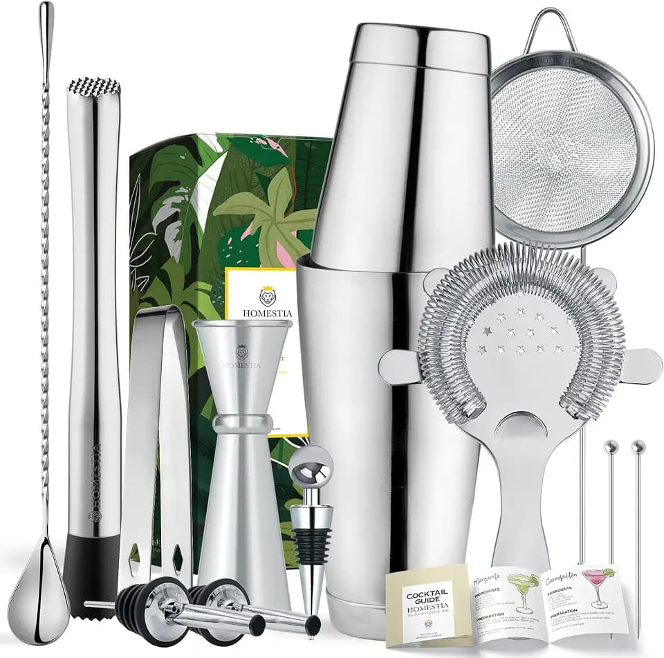 Homestia Cocktail Shaker Set Bartender Kit : 12-Pieces Bar Tool Set Barware