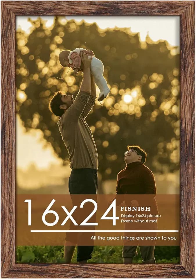 16x24 Picture Frame, Brown Poster Frame for Wall Mounting, 1 Pack