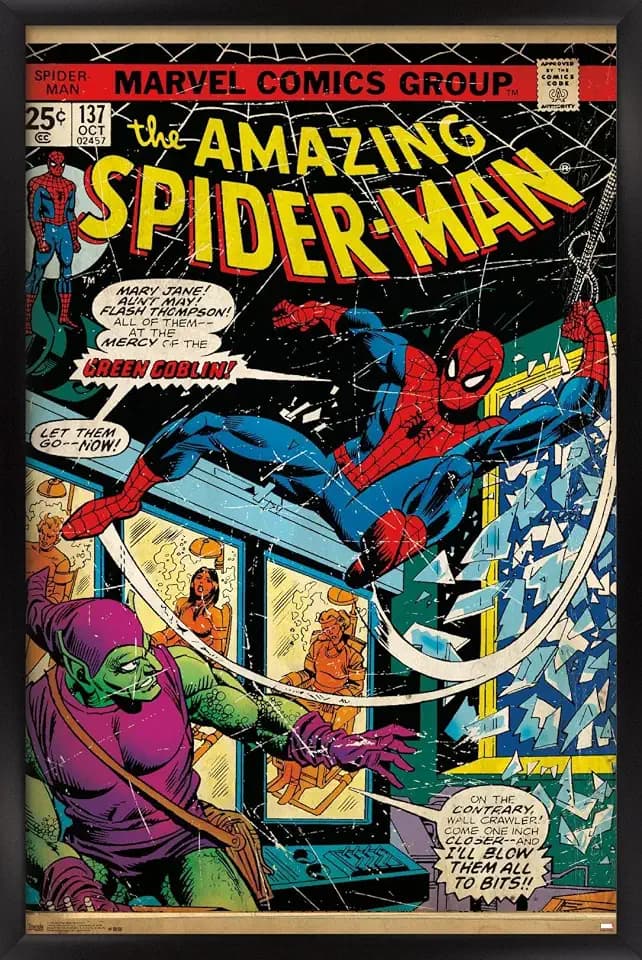 Trends International Marvel Comics - Spider-Man - Cover #137 Wall Poster, 22.375" x 34", Black Framed Version