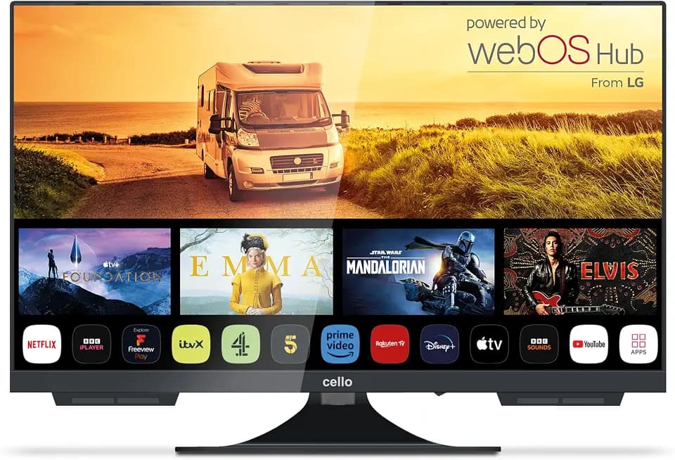 Cello CTRAV-22TZ 22" Smart LED 12V Traveller-TV, 1080p, 2024, Tizen OS, Gaming Hub, Pitch Perfect Lautsprecher