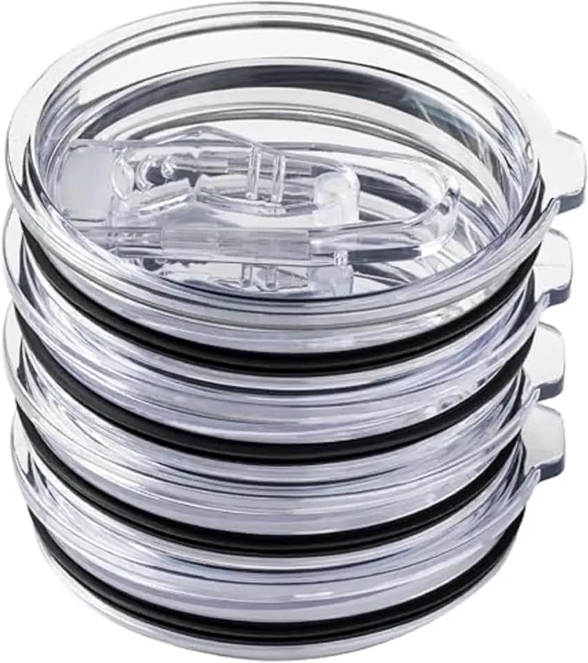 Silver Buffalo Stainless Steel Tumblers, 4 Pack Replacement Lids, 40oz