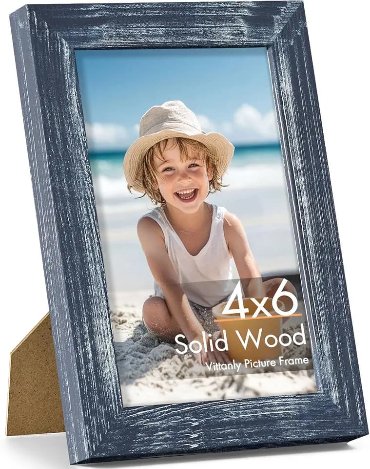Vittanly 4x6 Picture Frame Made of Solid Wood for Wall or Tabletop Display