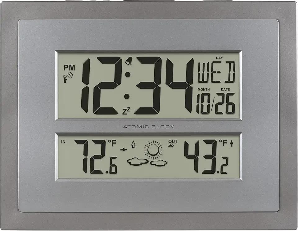 La Crosse Technology 512-85937 Gray Atomic Digital Clock with Temperature