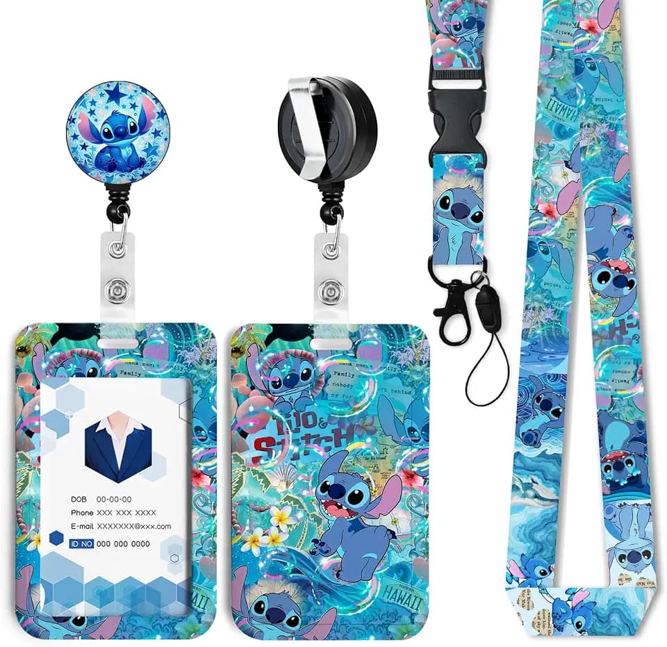 Anime Id Badge Holder with Lanyard,Retractable Badge Holders Reels,Colorful Breakaway Lanyards for ID Badges,Cute Fashion Key Chain Keychains,Badge Clips for School Office Women Teen Kid 2025NEW