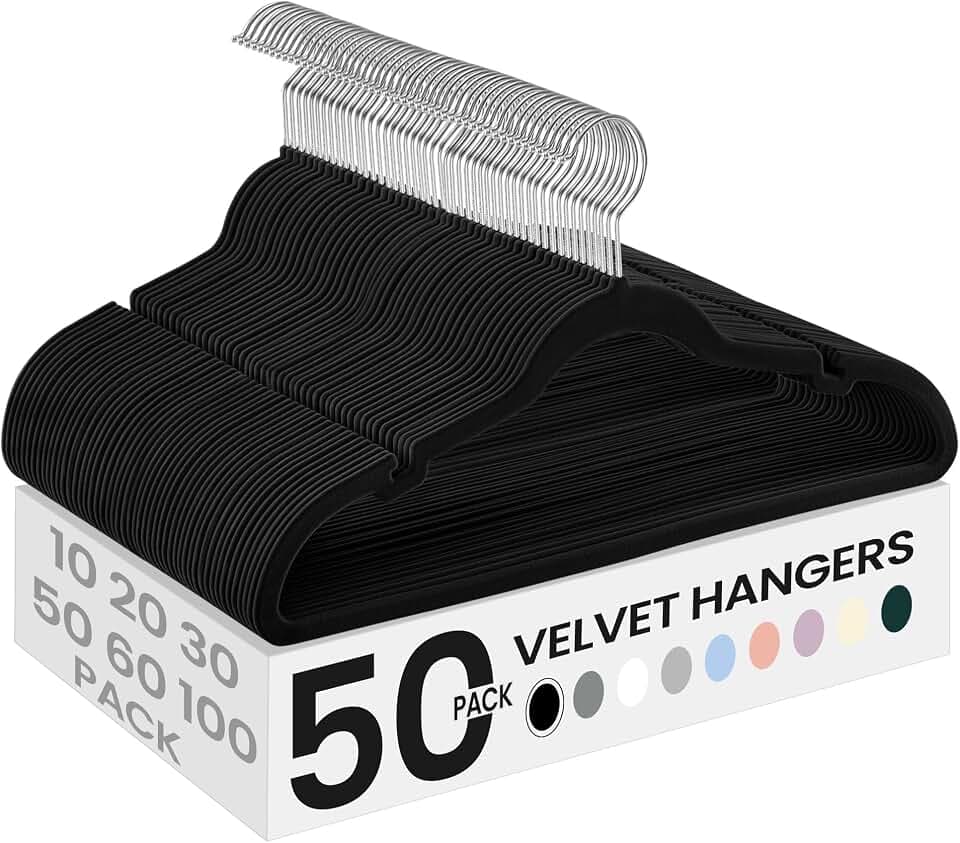 SONGMICS Velvet Hangers 50 Pack, Non-Slip Clothes Hangers, Space-Saving