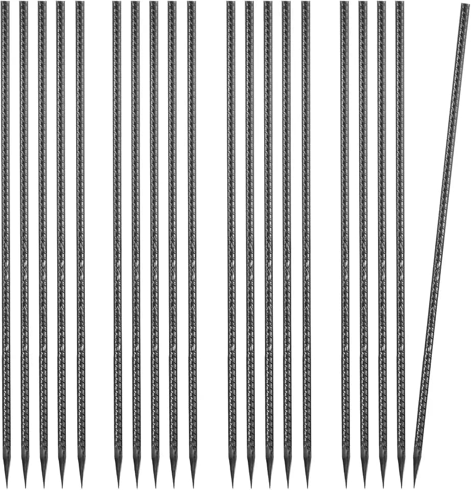 VEVOR Rebar Stakes, 24-Inch, Heavy-Duty 0.47 in Diameter, Straight Galvanized Steel Ground Anchors with Chisel Point End & Rust-Resistant Coating, for Gardening Support, Fence, Camping Tents (20-Pack)