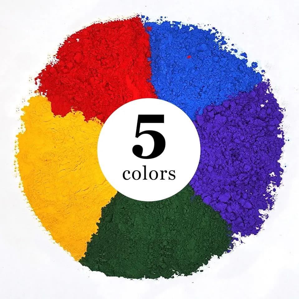 GOODTAKE 5 Colors Concrete Pigment, Iron Oxide Powder, Concrete Cement Dye Color Pigment for Brick, Tile, Clay, Lime, Mortar, Grout, Plaster, Paint, Bath Bombs Coloring Powder (5 Colors)