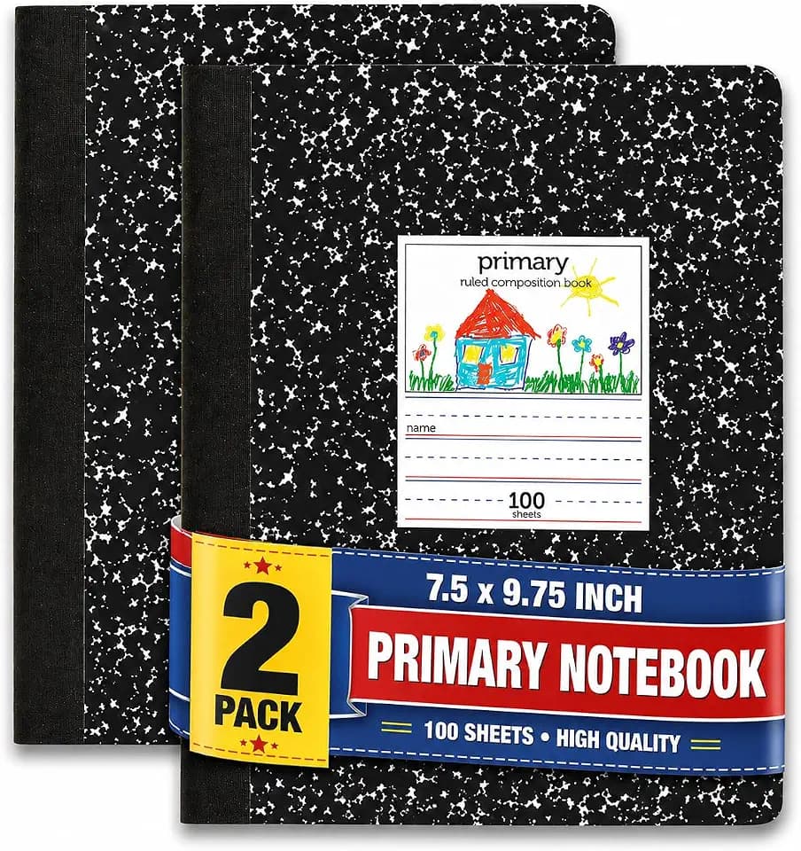 1InTheOffice Primary Composition Notebook, 7 1/2" x 9 3/4", Unruled/Primary Ruled, 100 Sheets