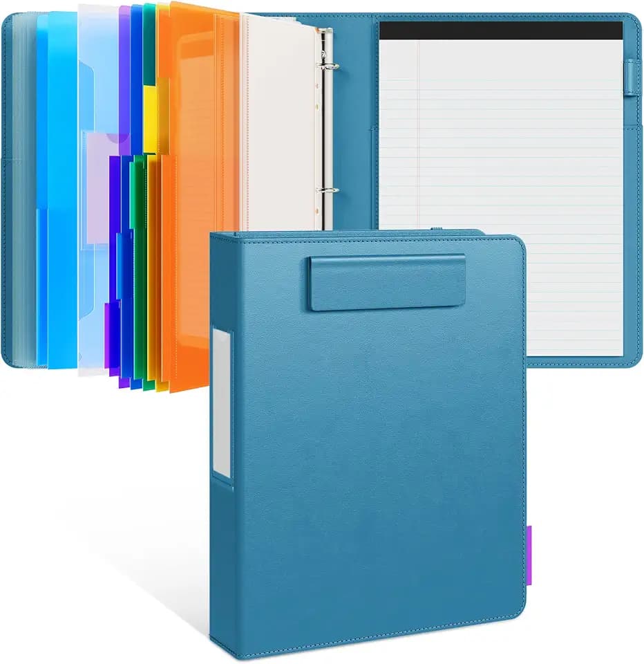 JoyCat 3 Ring Binder Clipboard with Storage, 5 Folders, Dark Blue