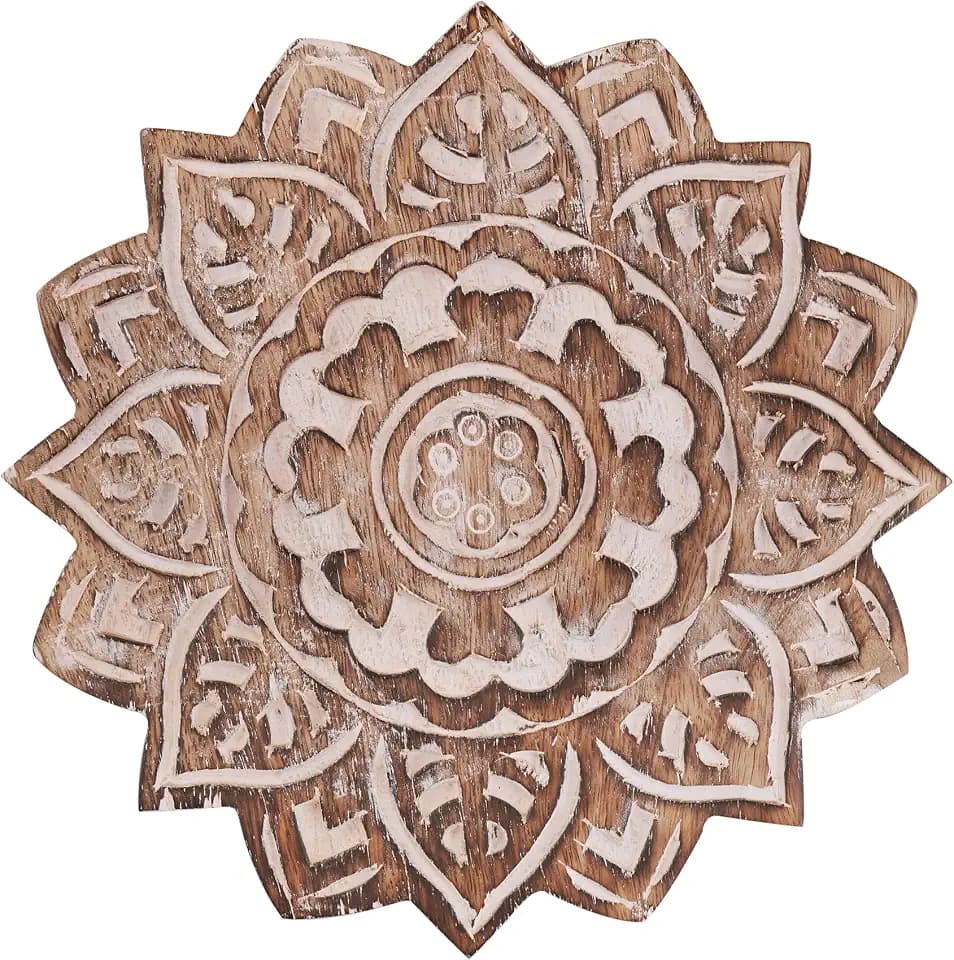 Set of 2 Wooden Trivets for Hot Dishes Pots and Pans Tea Pot Holders Nonslip Heat Resistant Kitchen Counter Accessories 8" Diameter Mandala Design (Design 2)