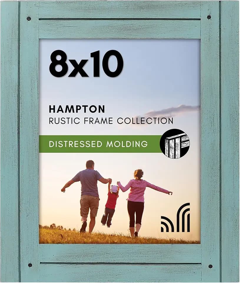 Americanflat 8x10 Picture Frame - Distressed Wood - Turquoise Blue