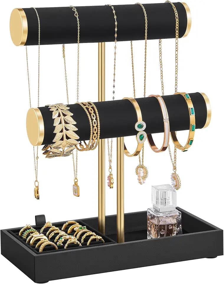 SONGMICS Bracelet Holder Stand, 2 Tiers, Removable Ring Holder