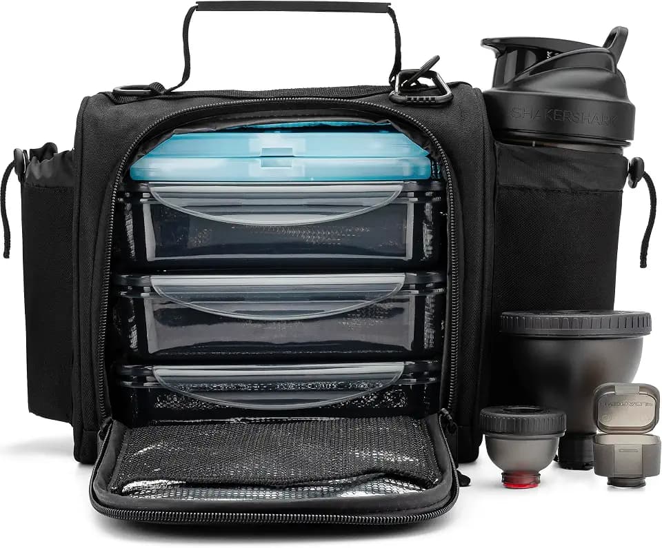 Hydra Cup 10-Piece Insulated Lunch Box with Meal Prep Containers (Black)