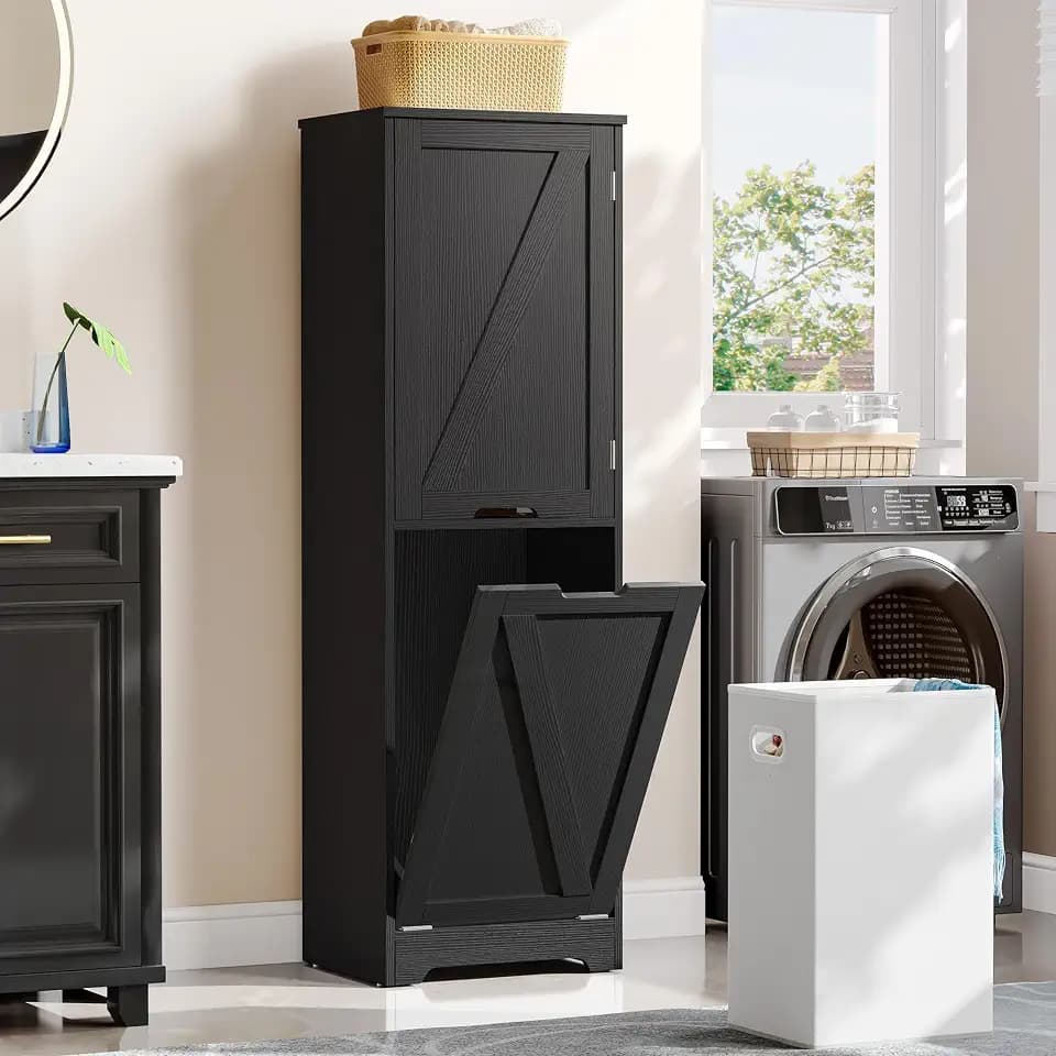 DWVO Tilt Out Laundry Hamper - 53" Tall Bathroom 99 20260918wsx99, Black