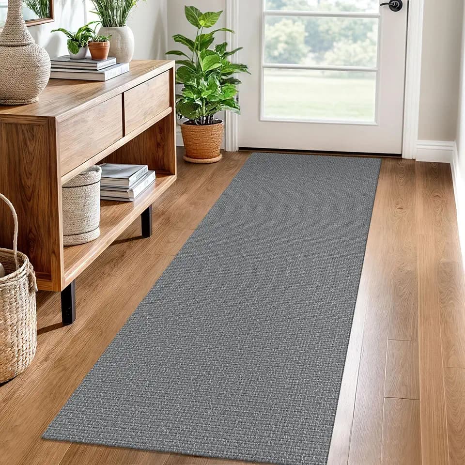 EARTHALL Washable Runner Rug, Non Slip Hallway Runner, 2x6 Ft, Dark Gray