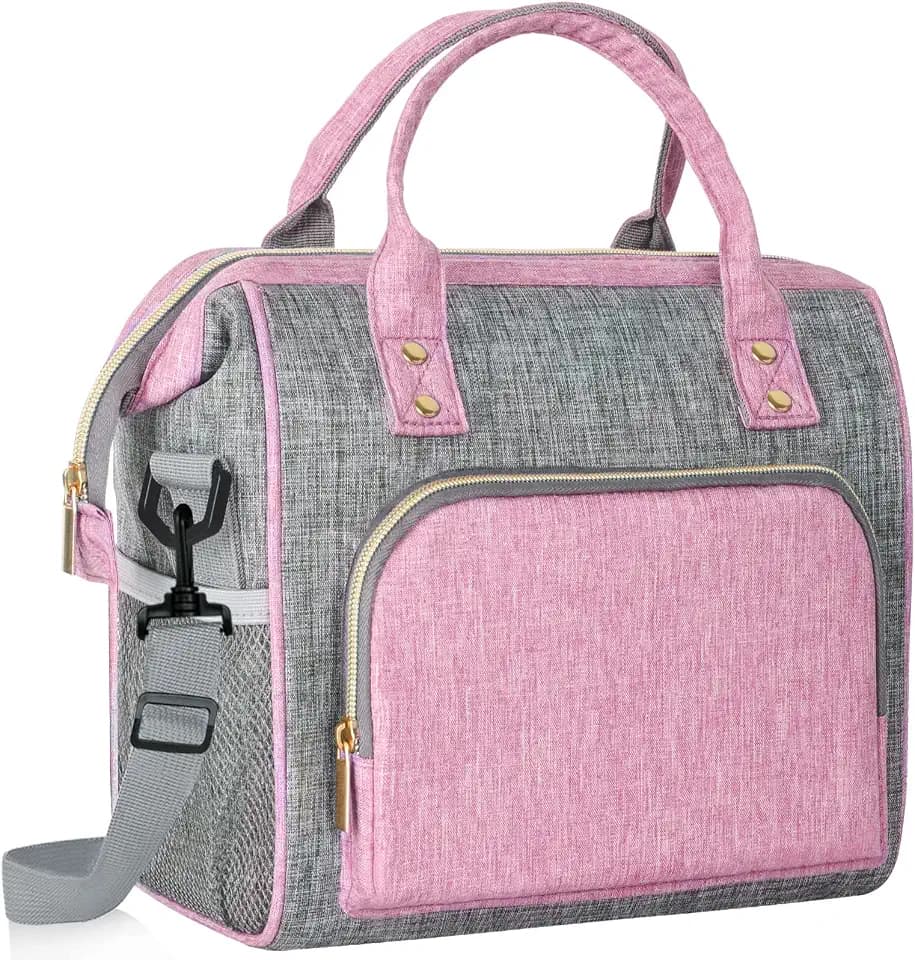 IDEATECH Insulated Lunch Box for Women, Cute Pink Lunch Bag for Women 12L
