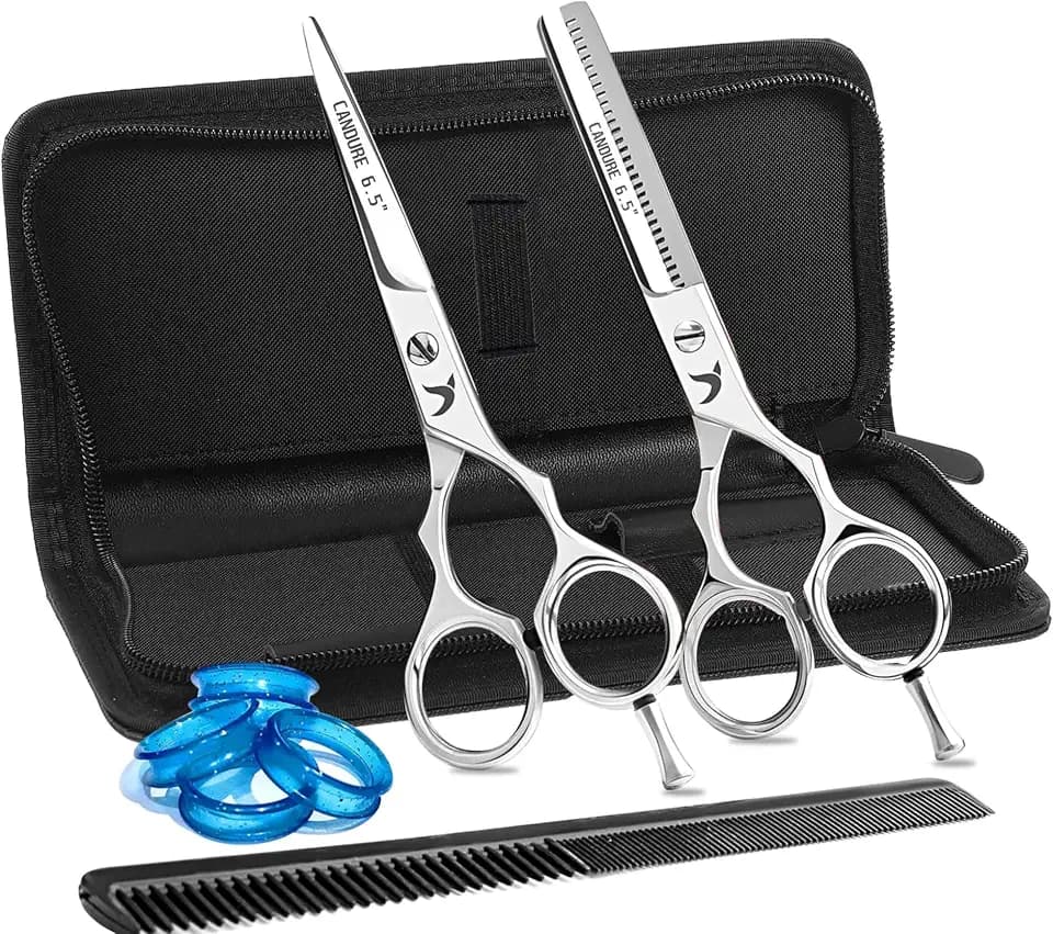 Candure Friseurschere, 6,5 Zoll Haarschneideschere mit Kamm und Tasche für Männer, Frauen, Kinder und professionelle Friseure