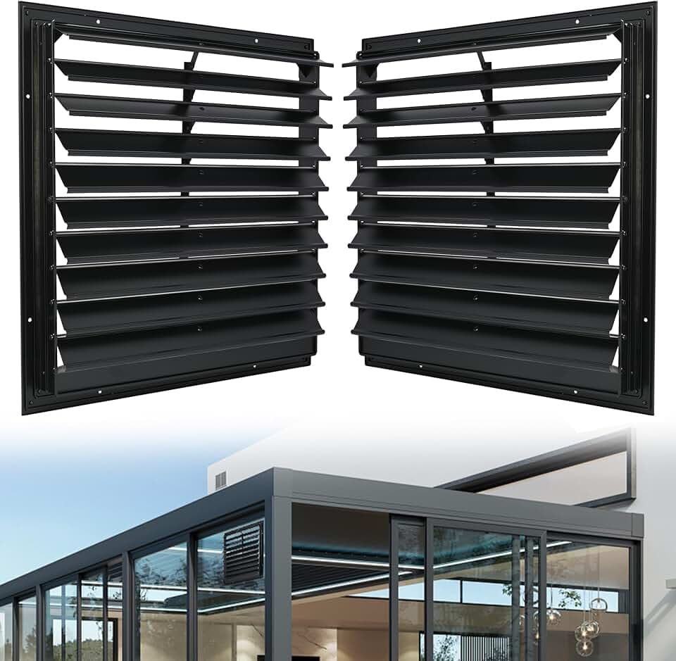 20 Inch Aluminum Automatic Exhaust Shutter Louver Vent 2Pcs (Only Shutter)