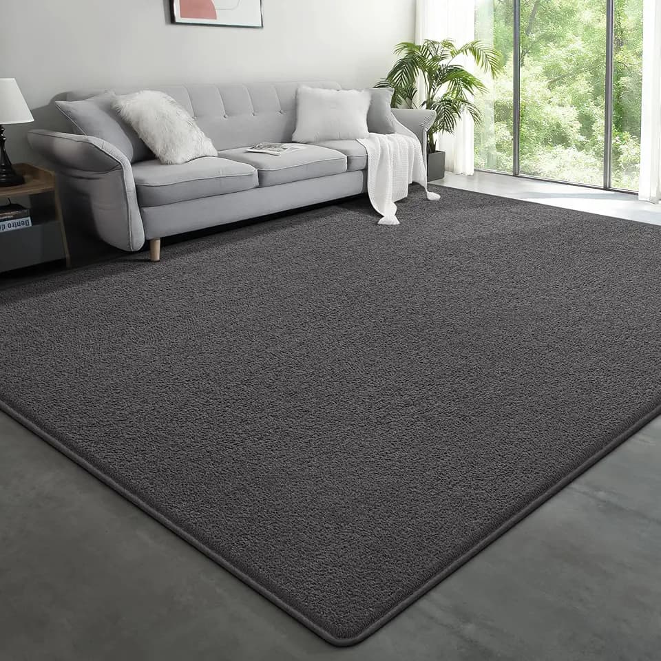 Large Modern Area Rugs for Living Room Bedroom, 7x10 Feet Dark Grey