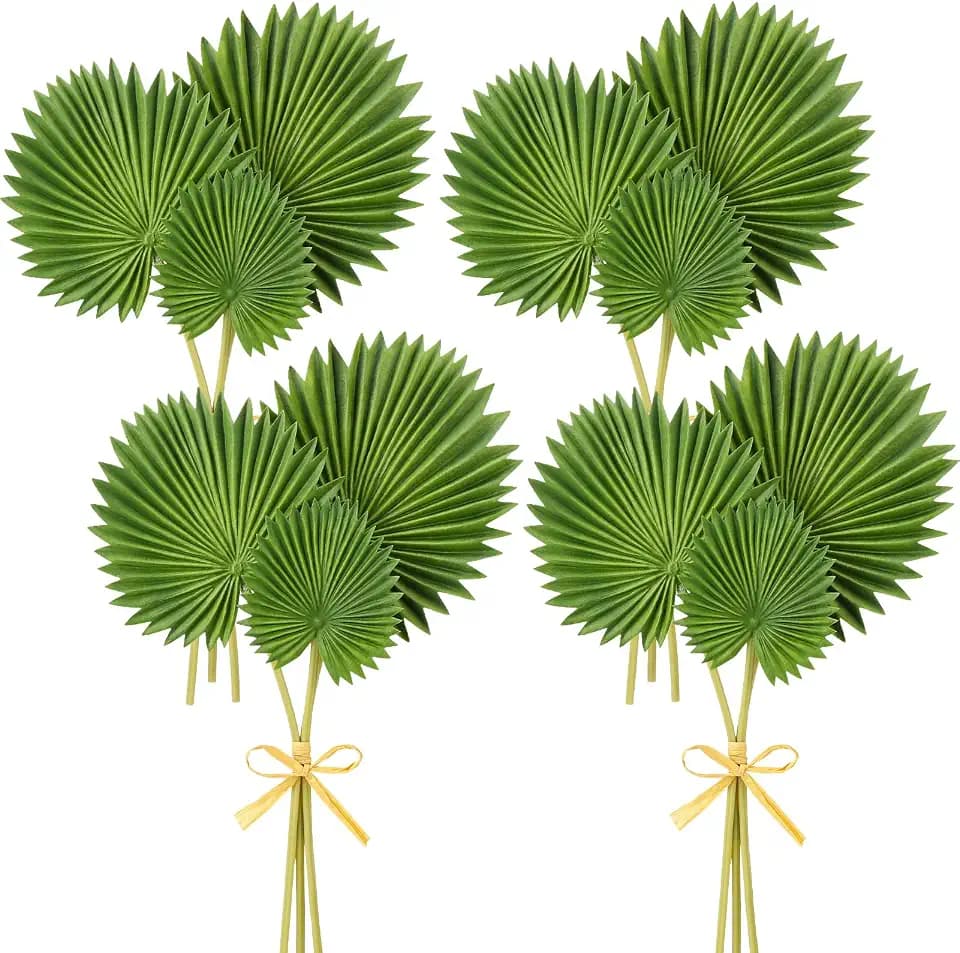 12 PCS Artificial PU Foam Palm Leaves Tropical Fake Greenery