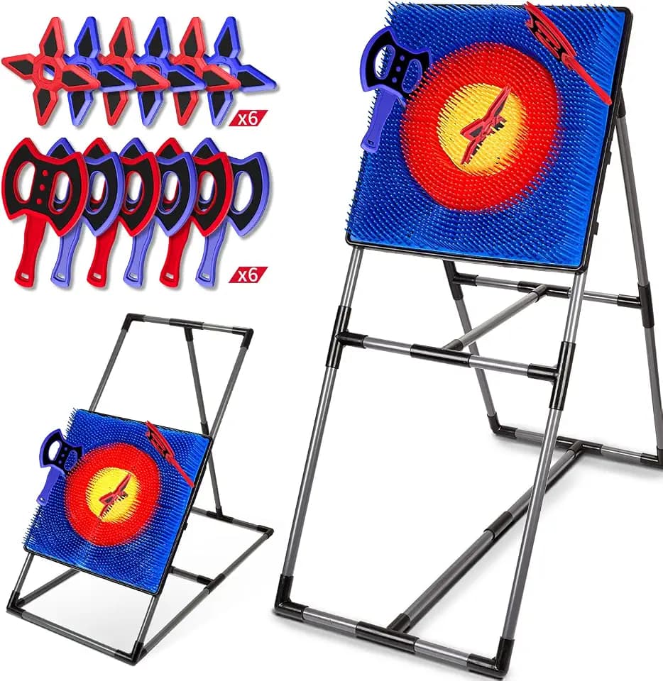 Axe Throwing Game for Backyard, Axe Throwing Game Target with 12 Throwing Axes, Lightweight & Portable Outdoor Games Indoor Carnival Yard Lawn for Age 6-12, Backyard Games for Family Party