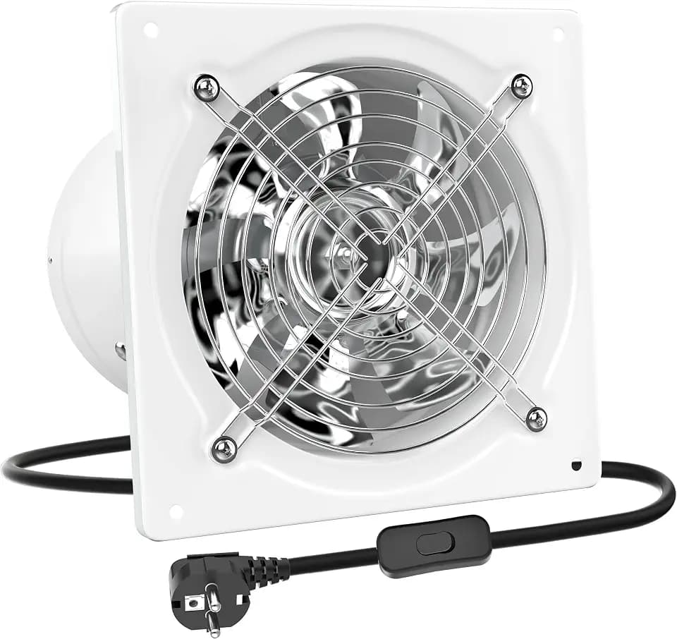 HG Power Abluftventilator 200 mm, Badlüfter 980 m³/h mit Rücklaufklappe Leistungsstarke Metall Wandventilator mit EU-Stecker für Küche Badezimmer Werkstatt Garage Untergeschoss, Weiß