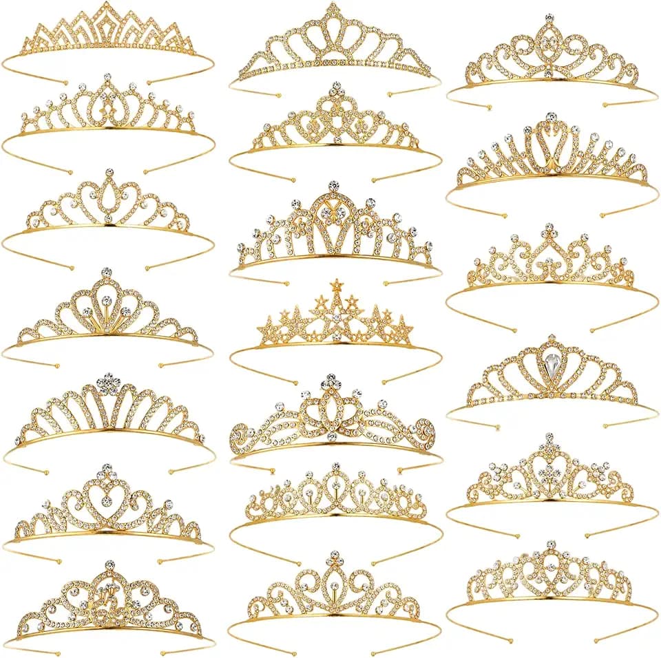 Princess Tiaras Bulk, Silver Crown Set with Rhinestones, Tiara Pack