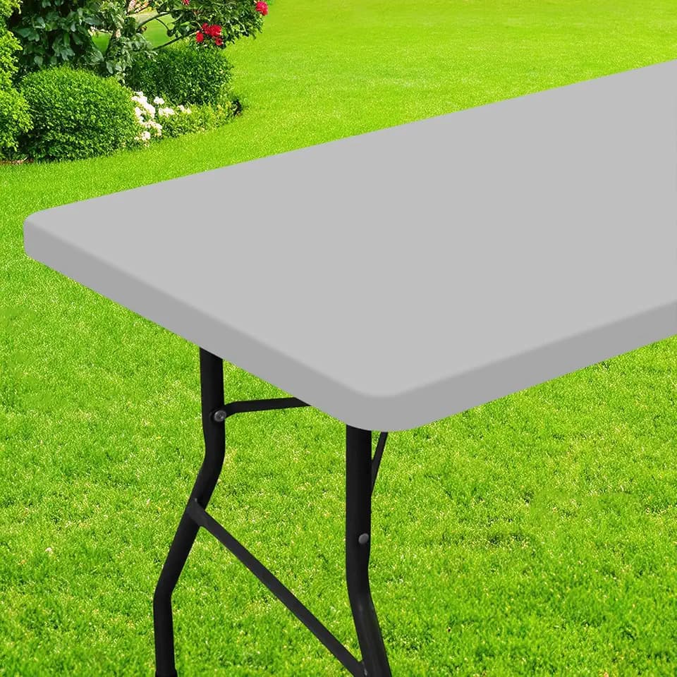 Smiry Elastic Fitted Polyester Tablecloths for 8 Foot Rectangle Tables