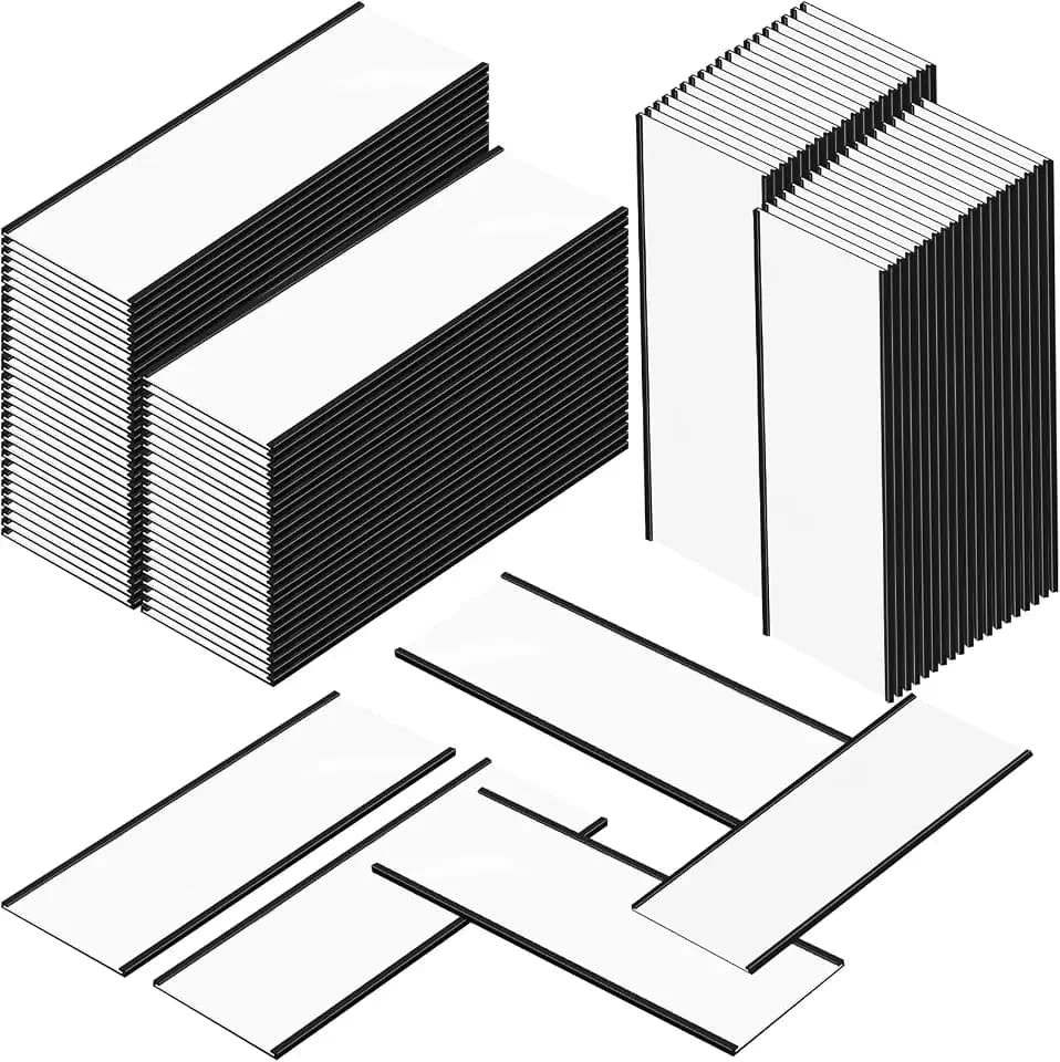 Gueevin 100 Pcs Magnetic C Channel Label Holders with Clear Protectors