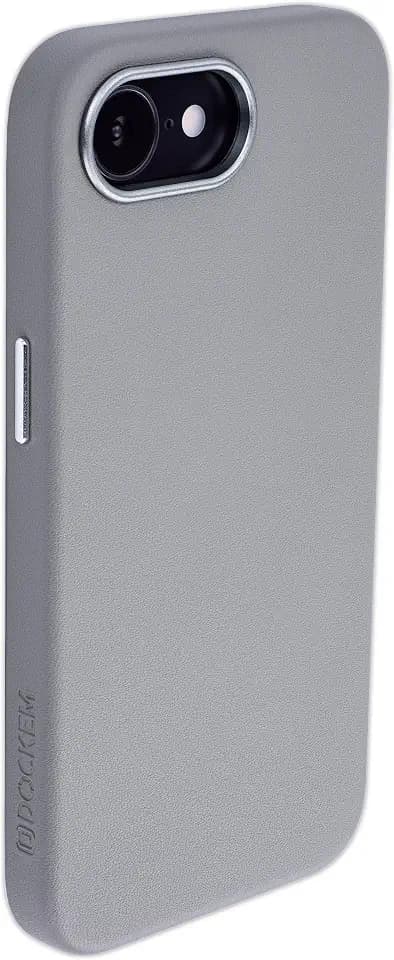 Dockem Apex Hülle für iPhone 17e, iPhone 16e – Schlankes Premium-Handycover aus Kunstleder, Kompatibel mit MagSafe (Apex, Grau)