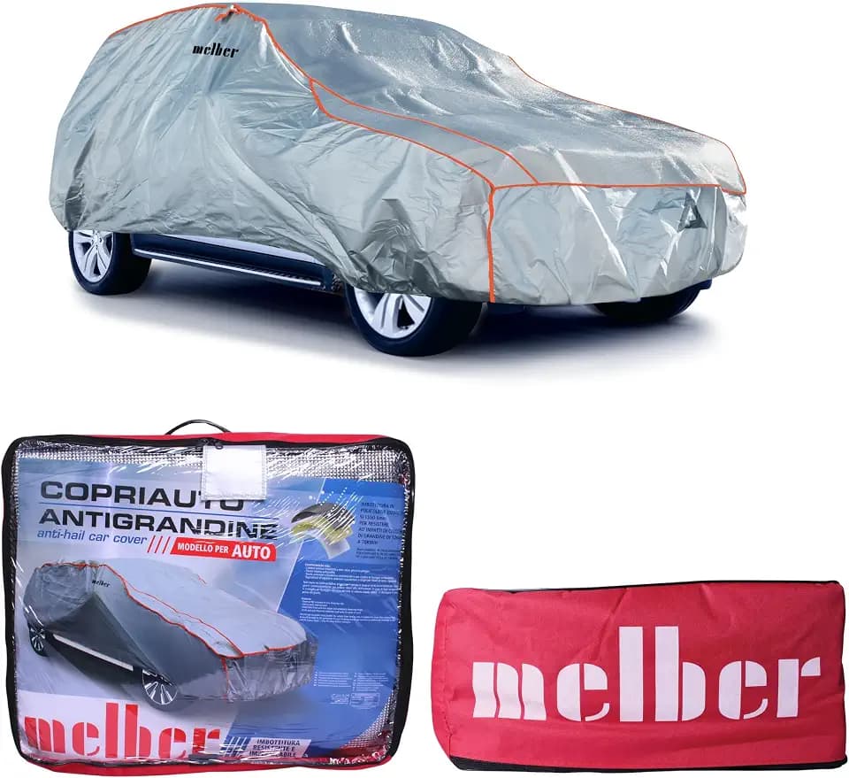 Hagelschutzplane Größe L, Autoabdeckung für PKW & SUV, Hagelschutz Auto, Wasserdicht, 480x178x119 cm, Silber