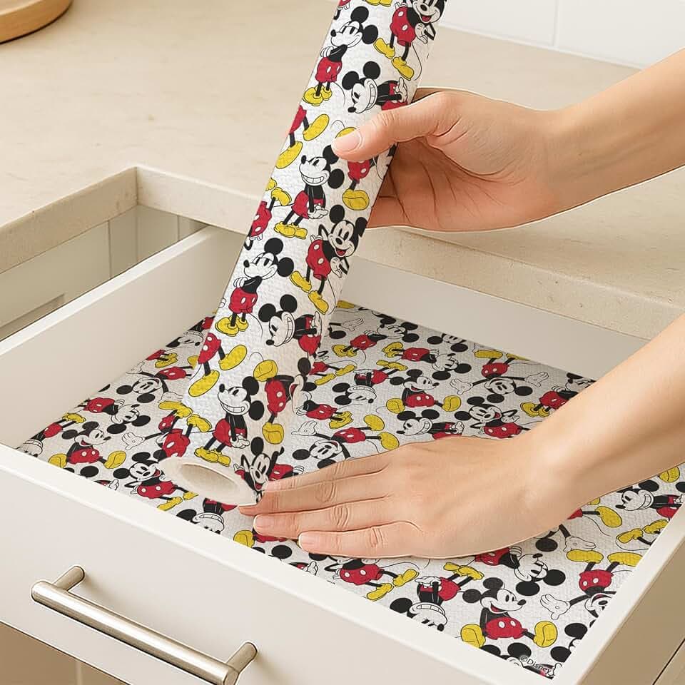 Disney Mickey Non-Adhesive Shelf Liner, 18" x10', Non-Slip