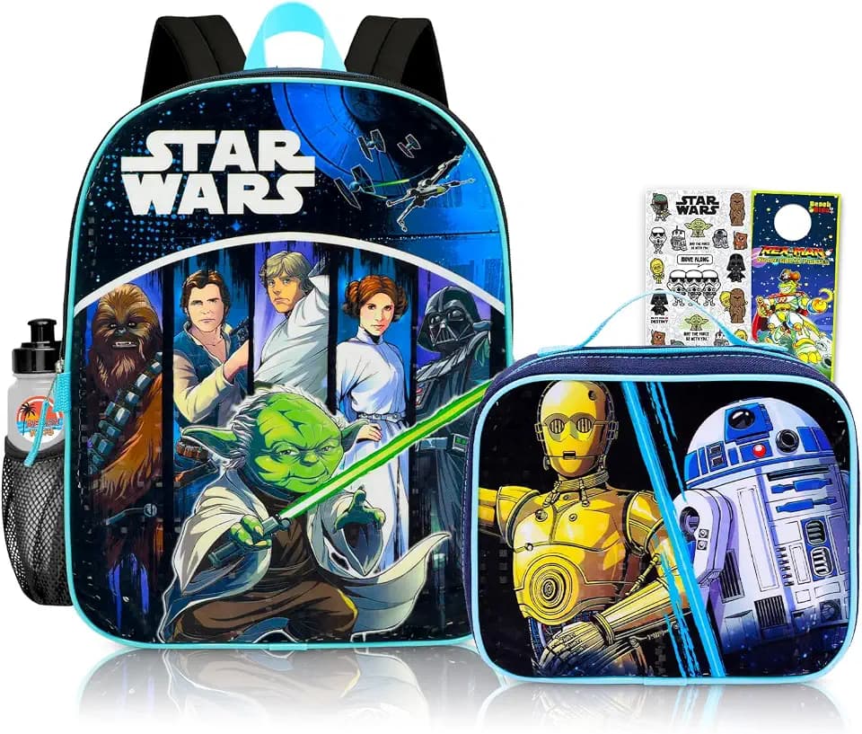 Star Wars Backpack with Lunchbox Set for Kids School Bundle + More