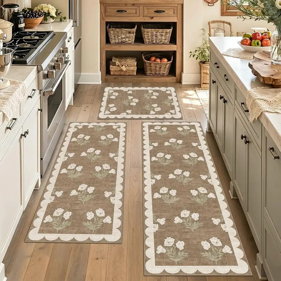 Kitchen Rugs Sets of 3 Non-Slip Washable - Kitchen Mats for Floor
