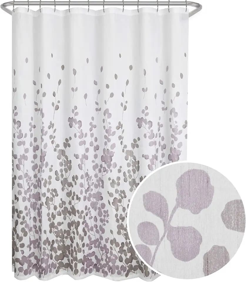 Zenna Home Sylvia Printed Faux Silk Fabric Shower Curtain, Machine Washable with Button Hole Header, Semi-Sheer Polyester Fabric Shower Curtain for Bathroom, 70 x 72 Inches, Floral Print