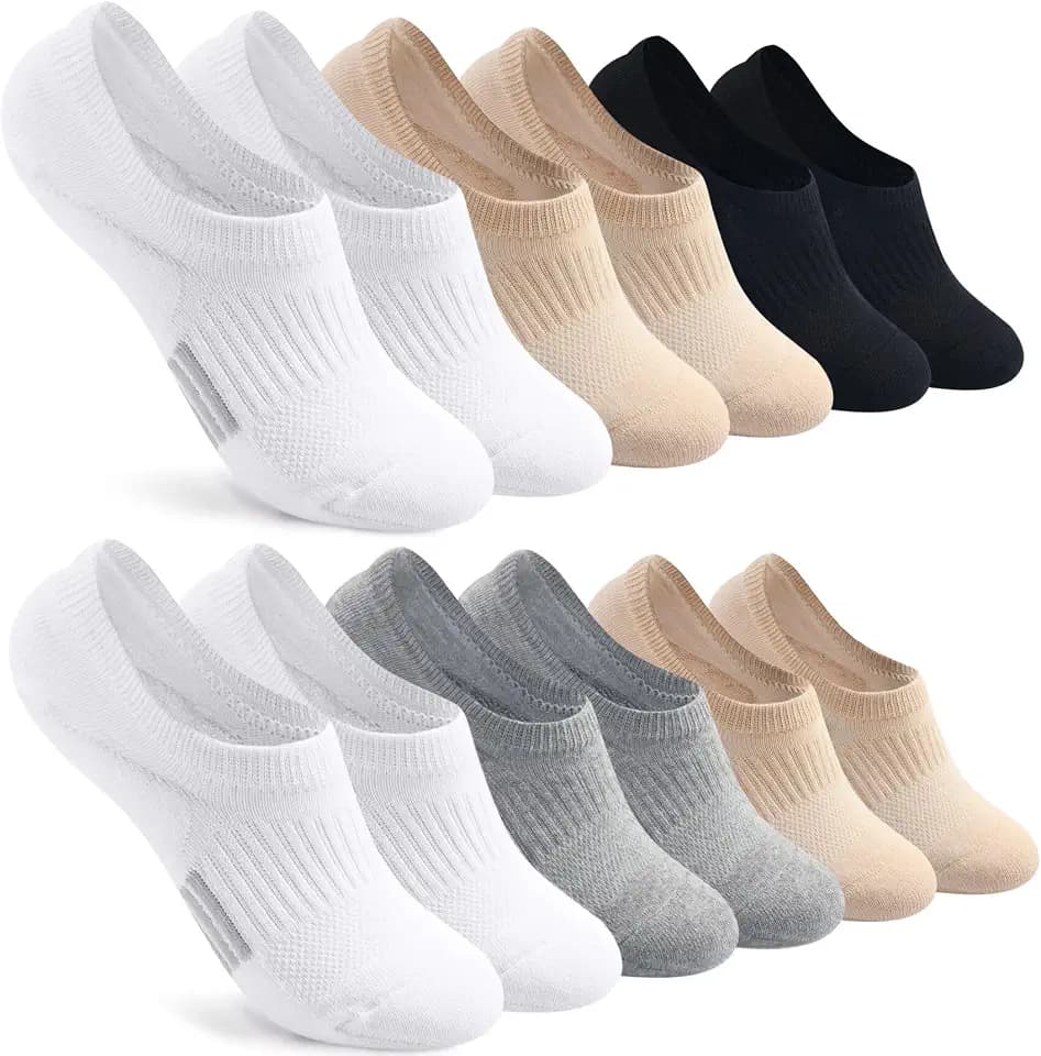 Toes Home No Show Socks Womens, Invisible Cushioned Low Cotton 4-8 Pairs