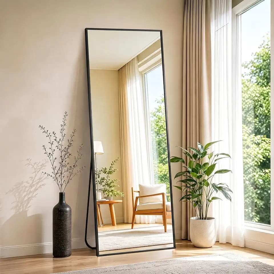 NEWBULIG 64"x21" Full Length Mirror, Full Body Standing Mirror, Black