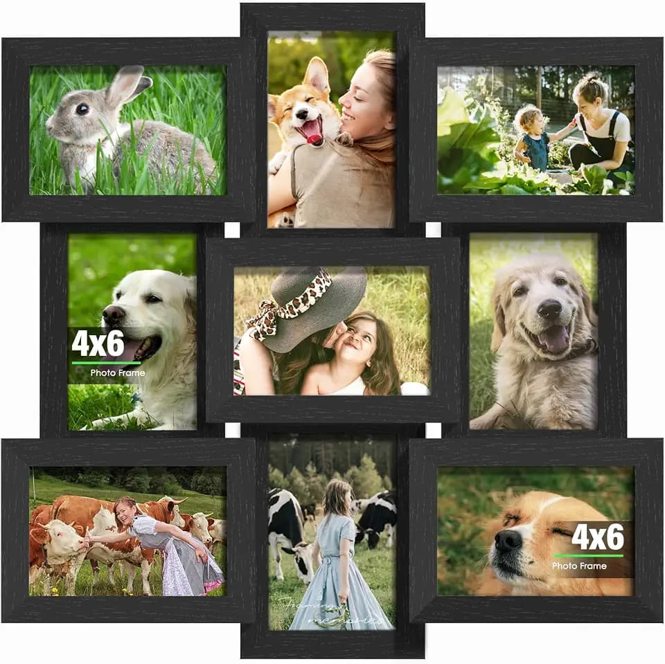 DUENPY 4x6 Collage Frame 9 Pack Glass Front Black Assembly Required