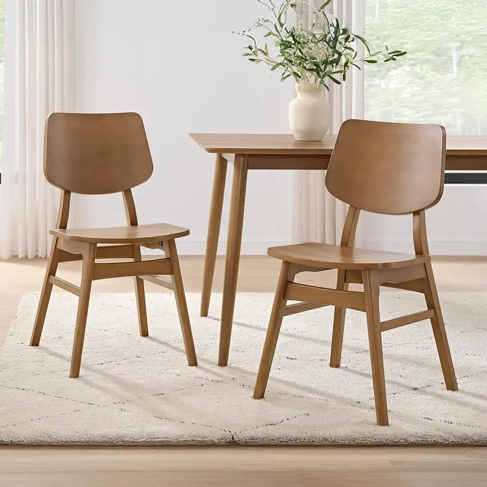 Alaterre Calais Wooden Dining Chairs Set of 2 - Kitchen Chairs, Warm Pecan